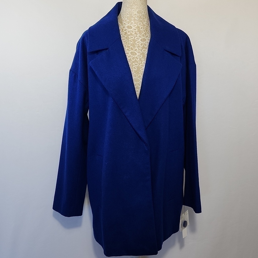 Liz Claiborne Women's Size Medium Blue Wool Blend Side Pockets Lined Jacket NWT - Picture 3 of 15